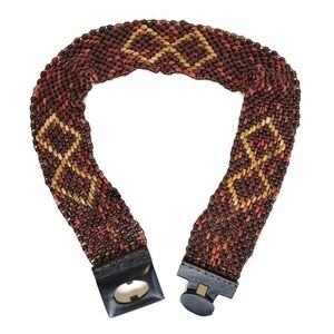 Wooden Bead Stretch M/L Brown Tones Stretch Boho Bohemian Tribal Festival Belt